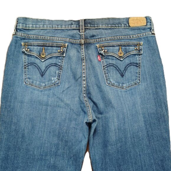 Levi's 515 Boot Cut Sz 16 Women's Mid Rise Stretchy Solid Medium Wash Jeans - Picture 3 of 7